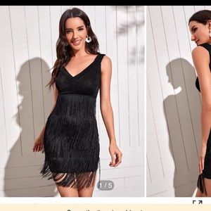 Black fringe flapper style dress